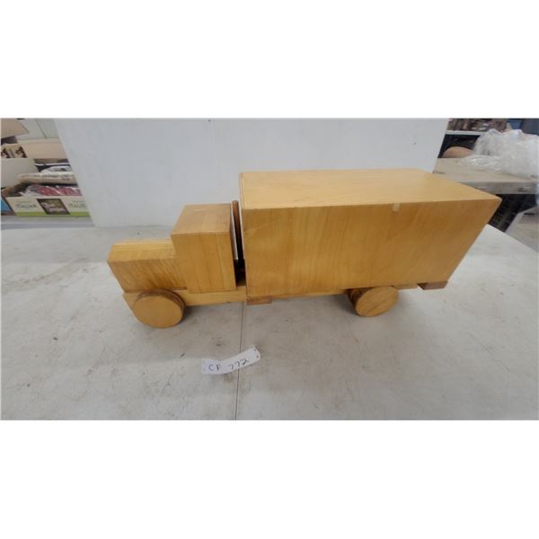 Handcrafted Wooden Toy Truck with Open Bed and Disc Wheels 25"