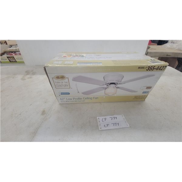 Turn of the Century Eros 42" Low Profile Ceiling Fan, White Finish with Opal Light, Model 355-4427