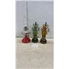 Image 1 : Vintage Oil Lamps: Scottie Dog Kerosene Lamp, 18 1/4" H.  Green and Amber Glass Wall Mount Lamps, 13