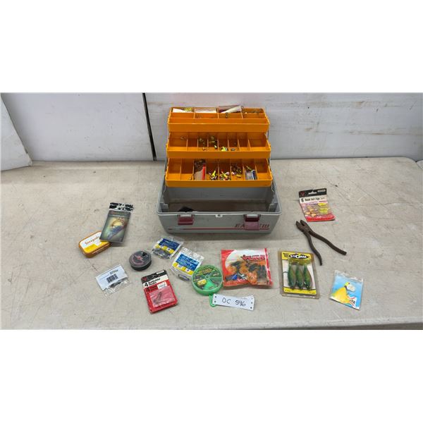 Plano Eagle III Tackle Box with Lures, Jigs, Hooks, Weights, Pliers, and More