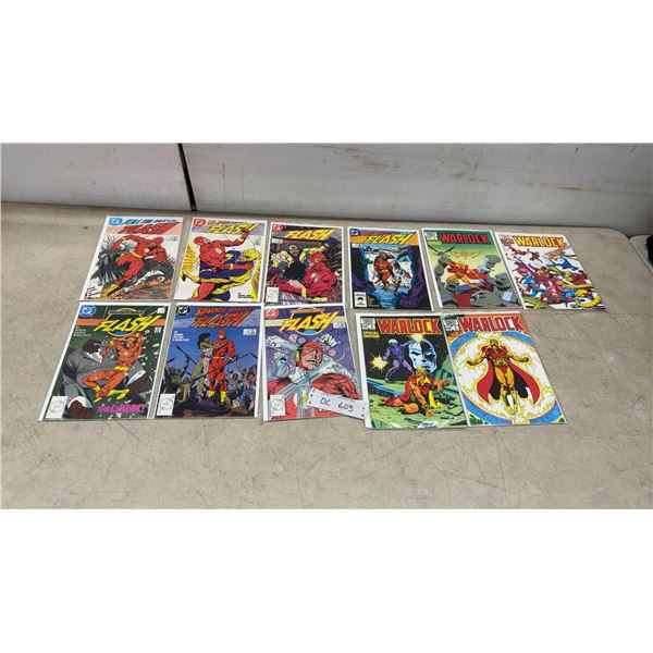 DC Comics The Flash and Marvel Comics Warlock Special Edition Comic Books, 1982-1988, 11 Pieces