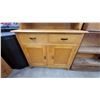 Image 2 : Vintage Wooden Hutch China Cabinet with Glass Doors, Two Drawers, and Lower Cabinet Storage 2pce
