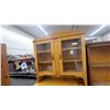 Image 4 : Vintage Wooden Hutch China Cabinet with Glass Doors, Two Drawers, and Lower Cabinet Storage 2pce