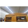 Image 5 : Vintage Wooden Hutch China Cabinet with Glass Doors, Two Drawers, and Lower Cabinet Storage 2pce