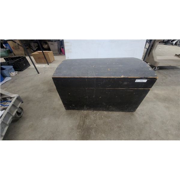 Vintage Distressed Black-Painted Wooden Dome-Top Storage Trunk with Metal Handle 20 x 20 x 34"