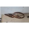 Image 5 : Antique Cast-Iron Spoked Traction Wheels with Cleated Rims, Farm Tractor Implement, Set of 3 30 "