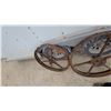 Image 6 : Antique Cast-Iron Spoked Traction Wheels with Cleated Rims, Farm Tractor Implement, Set of 3 30 "