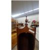 Image 2 : Antique Tall-Case Grandfather Style With Three Turned Finials and Arched Opening Has Shelves