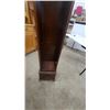 Image 4 : Antique Tall-Case Grandfather Style With Three Turned Finials and Arched Opening Has Shelves