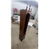 Image 5 : Antique Tall-Case Grandfather Style With Three Turned Finials and Arched Opening Has Shelves