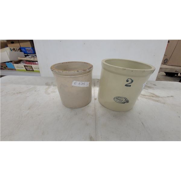 Two Stoneware Crocks: 2-Gallon Medalta, Medicine Hat Alberta, and 1 Gallon