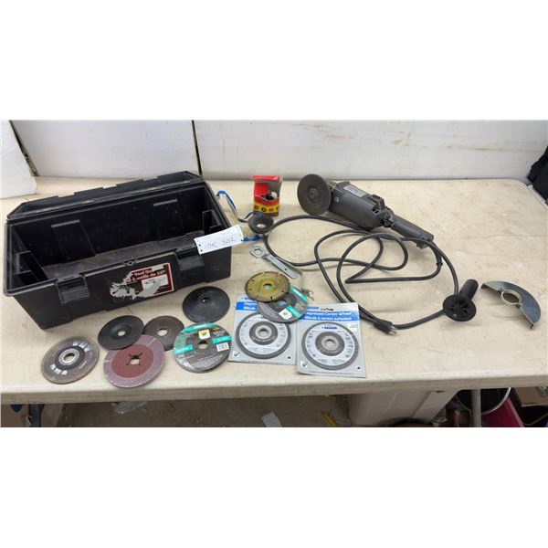 Craftsman Professional 5" Angle Grinder, 10 Amp, 10,000 RPM with Tool Box, Wheels and More