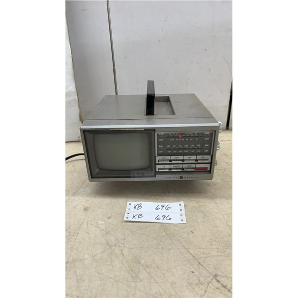 General Electric Portable TV/AM/FM Radio, Model No. 7-1112 B, w/ Telescopic Antenna & Power Cord
