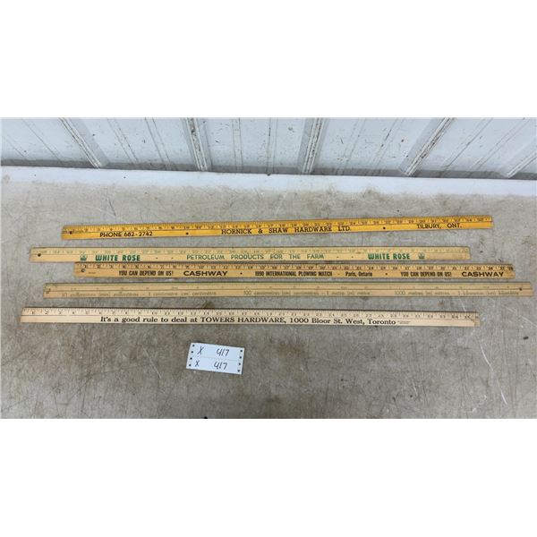 Vintage Wooden Rulers with Advertising, White Rose, Towers Hardware Toronto and More