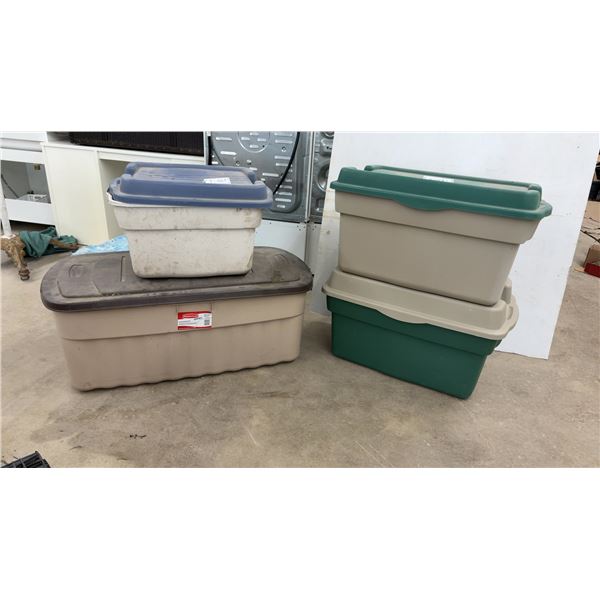 Four Rubbermaid Roughneck Jumbo Storage Totes Wit Lids