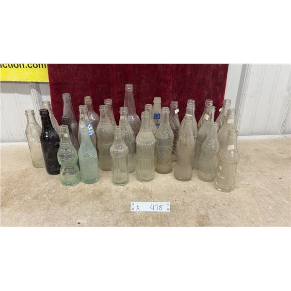 Vintage Glass Soda Bottles Including Coca-Cola, Grapette, Royal Crown, Nehi, Whistle and More