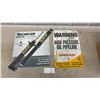 Image 1 : Monroe Oespectrum Shocks and Struts Die-Cut Sign and Enbridge High Pressure Oil Pipeline Warning