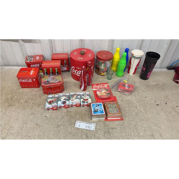 Coca-Cola Collectibles Including Tins, Bottles, Cups, Coasters, Polar Bear Mini Puzzles, and More