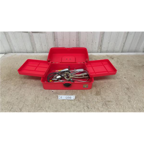 Red Cantilever Toolbox with Veterinary and Dental Instruments and More