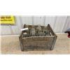 Image 1 : Vintage Modern Dairies Wooden Milk Crate with 12 Clear Glass Milk Bottles and Paper Caps