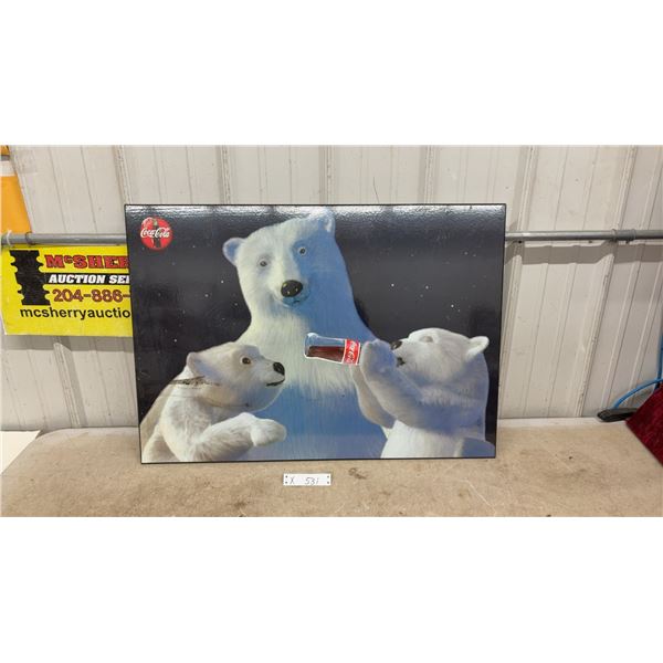Vintage Coca-Cola "Always Coca-Cola" Polar Bear Family Advertising Sign - 34 x 24"