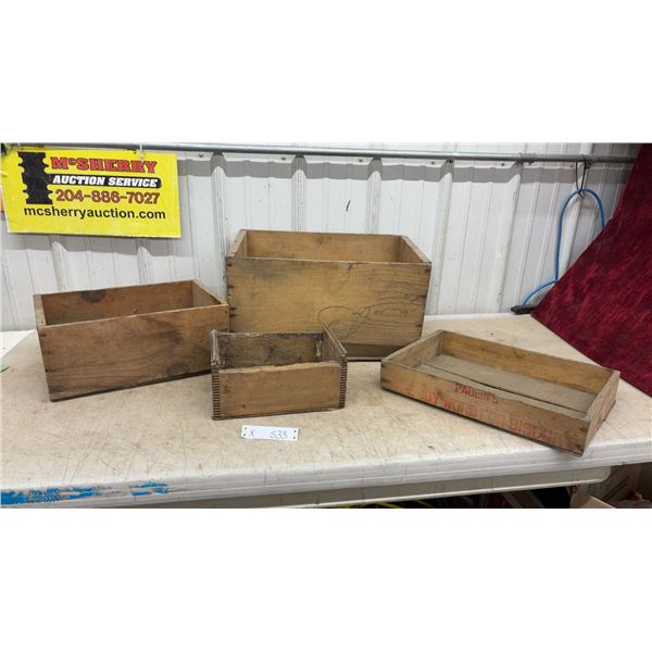 Four Vintage Wooden Crates - Largest 12.5 x 19.75"