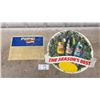 Image 1 : Vintage Pepsi Plastic Sign and Canada Dry "The Season's Best" Cardboard Advertising Sign- 21.5"