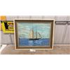Image 1 : Framed Painting by M. G. O'Brien Depicting Schooner Sailing on the Ocean- 28.5 x 22.5"