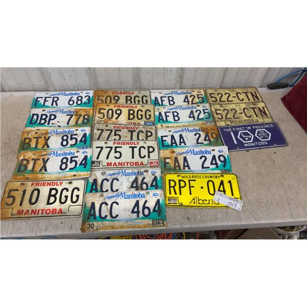 Collection of Vintage Canadian License Plates Including Manitoba and 1 Alberta- x20