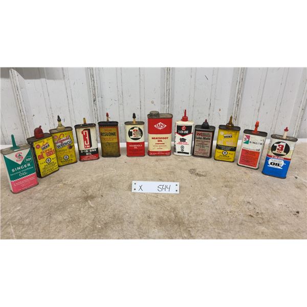 Vintage Oil Can Lot: Singer, Liquid Wrench, 3-In-One, Rislone, CAPO, Weld-Aid Lube-Matic and More