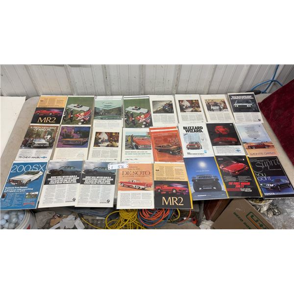Vintage Car Advertisement Lot, 1957-2002, Toyota, Cadillac, Nissan, BMW, Hummer and More