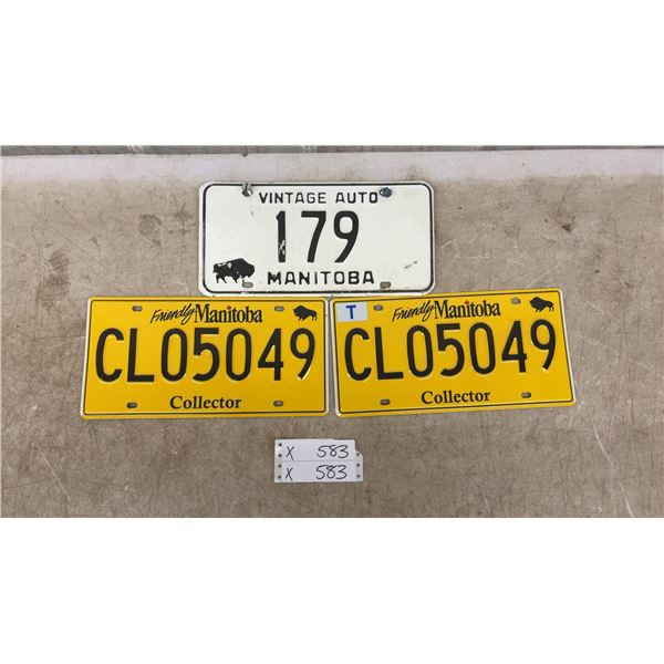 Manitoba License Plates: 179 and Two Collector Plates, CL05049