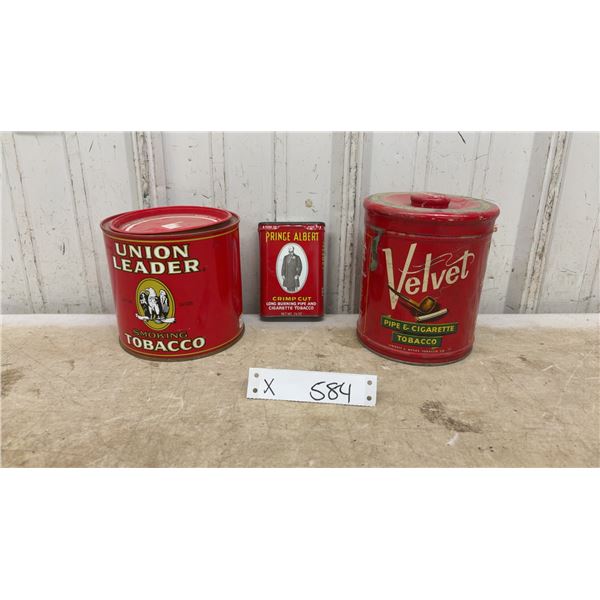Vintage Tobacco Tins: Union Leader, Prince Albert, and Velvet