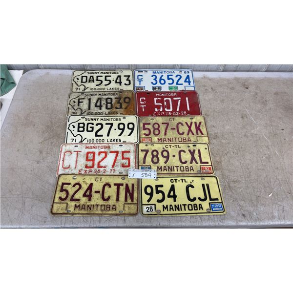 Ten Manitoba License Plates: 1971-1997