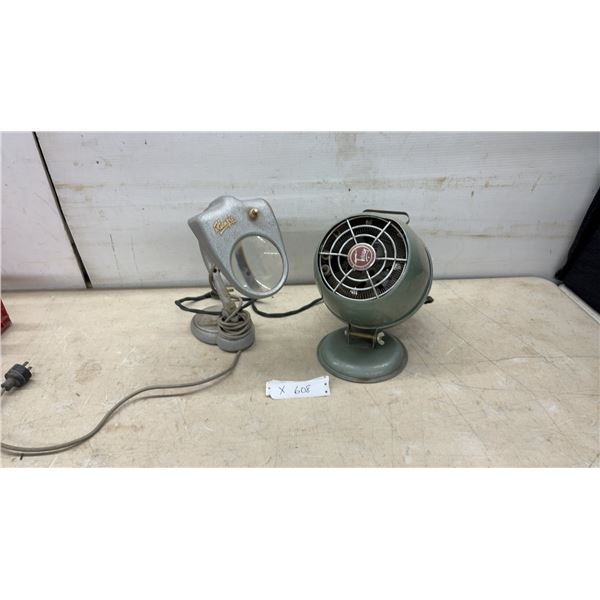 Vintage Kienzle Illuminated Magnifier Lamp and Tocay Portable Electric Fan-Forced Heater