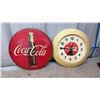 Image 2 : Coca-Cola Collectibles: Button Sign, Fountain Service Memo Board, Mirror, and 1989 Wall Clock