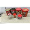 Image 1 : Collection of Vintage Coca-Cola Collectible Tins with Santa, Racing, and 3 Ad Designs Posters