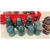 Image 2 : Collection of Vintage Glass and Ceramic Utility Pole Insulators in Crate
