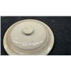 Image 7 : Vintage Red Wing Ceramic 2 Gallon Crock Lid with Cream Glaze and Impressed Floral Pattern