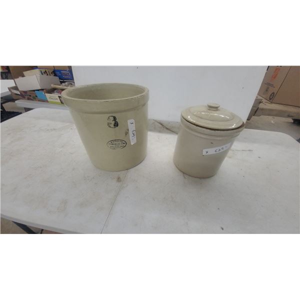 Medalta Stoneware 3-Gallon Crock and Lidded Crock, Medicine Hat, Alberta Both with Lids