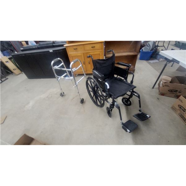 Drive Medical Self-Propelled Wheelchair with Swing-Away Footrests and Folding Walker