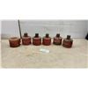 Image 1 : Vintage Red Cast Iron Railroad Fusee Flare Signal Lamps with Chained Caps, Set of 6