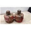 Image 2 : Vintage Red Cast Iron Railroad Fusee Flare Signal Lamps with Chained Caps, Set of 6