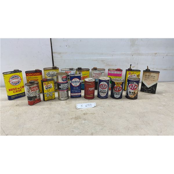 Vintage Automotive Cans Including STP, Kleen-Flo, Cromac, Peerless, Liquid Wrench, and More