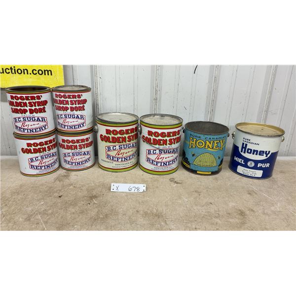 Rogers' Golden Syrup Tins and x2 Pure Canadian Honey Tins