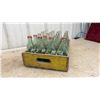 Image 2 : Vintage Coca-Cola Yellow Wooden Crate with 24 Assorted 6 1/2 oz. Green and Clear Glass Bottles