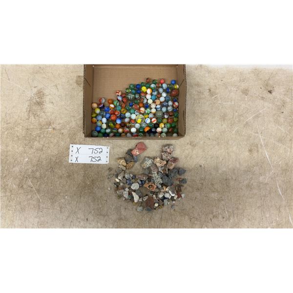 Assorted Vintage Glass Marbles, Mineral and Rock Specimens Collection