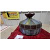 Image 2 : Vintage Tiffany-Style Stained Glass Hexagonal Hanging Pendant Lamp Shade 18" at Base Diameter