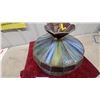 Image 4 : Vintage Tiffany-Style Stained Glass Hexagonal Hanging Pendant Lamp Shade 18" at Base Diameter