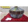 Image 5 : Vintage Tiffany-Style Stained Glass Hexagonal Hanging Pendant Lamp Shade 18" at Base Diameter